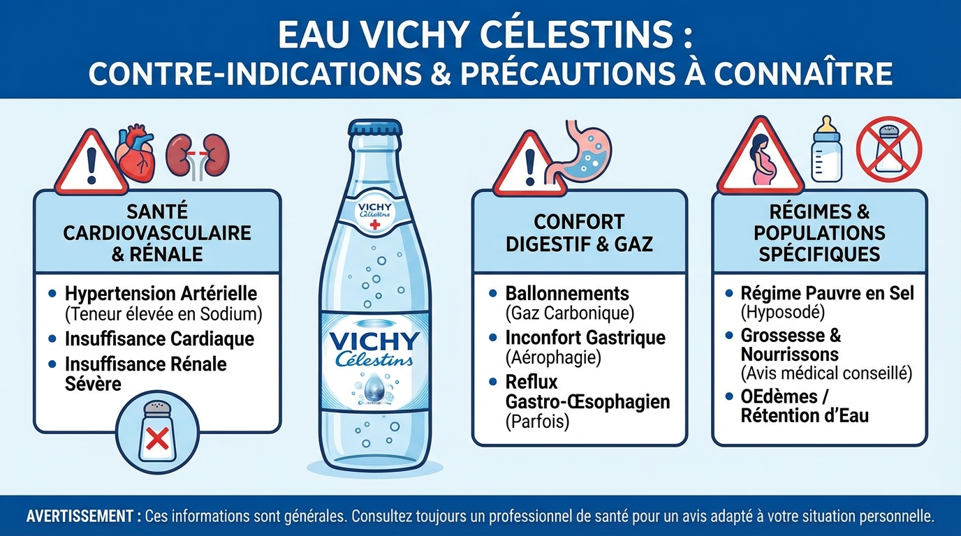 Contre-indications de l'eau Vichy Célestins