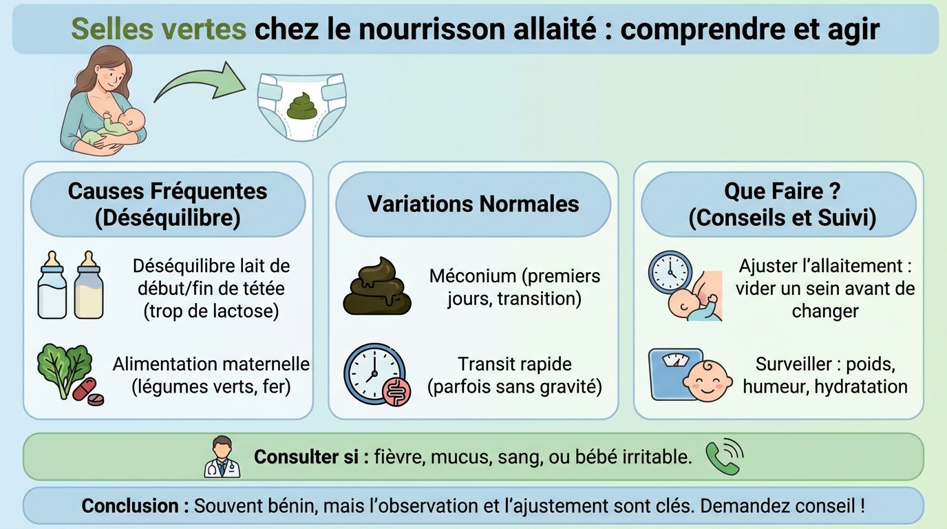 Selles vertes chez le nourrisson allaité : que faire ? 1 Causes des selles vertes chez les bébés allaités